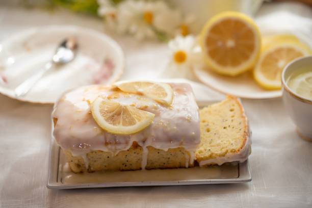 istock Lemon cake coated with sugar sweet icing. cake loaf. 2185724868