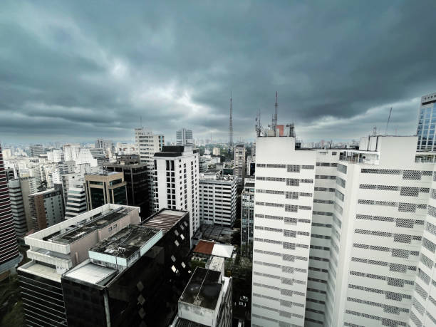 Sao Paulo, Brazil, January 14,2024. The exterior of modern condominiums is used full of glass, including sliding doors, windows and balconies. to avoid feeling cramped in Sao Paulo city