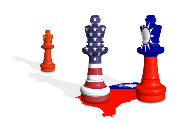 istock Chess made from China, USA and Taiwan flags 2185728924
