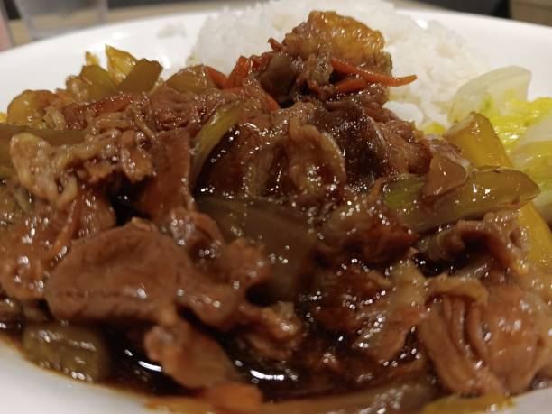 istock Sliced beef with Japanese barbecue sauce and rice 2185738832