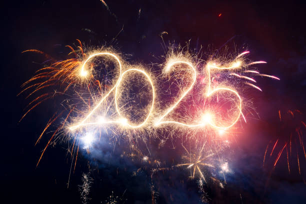 istock Sparkler Happy New Year 2025 with fireworks 2185738908