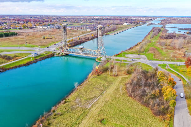 istock Welland Canals Parkway and Glendale Avenue Bridge view, St. Catharines, Canada 2185747106