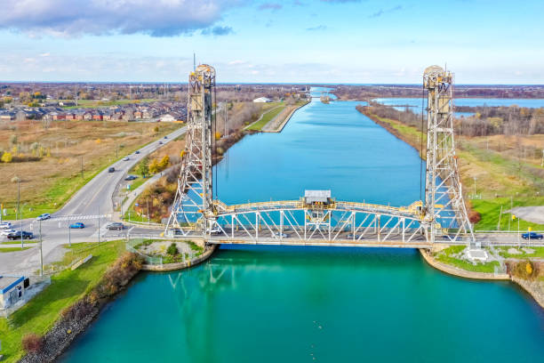 istock Welland Canals Parkway and Glendale Avenue Bridge view, St. Catharines, Canada 2185747152