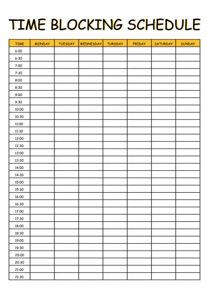 istock 24 Hourly Weekly Schedule - Monday Start. Mockup for daily scheduling and time management. 30-minute increment hourly planner templates. Time Planner 2185749227