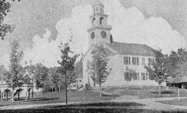 istock Antique image of Worcester and surroundings, Massachusetts: Congregational Church, Berlin 2185765664