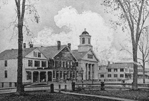 istock Antique image of Worcester and surroundings, Massachusetts: Barre, Town Hall 2185767371