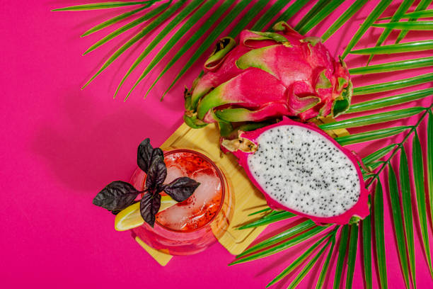 istock Dragon fruit refreshment drink. Pitaya tropical beverage, smoothie, cocktail. Sweet lemonade 2185767922