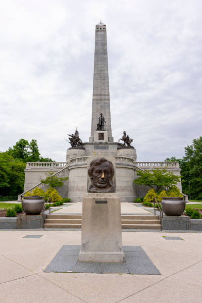 Springfield, Illinois, USA - May 1, 2014: The grave of Abraham Lincoln, sixteenth president, at Oak Ridge Cemetery.