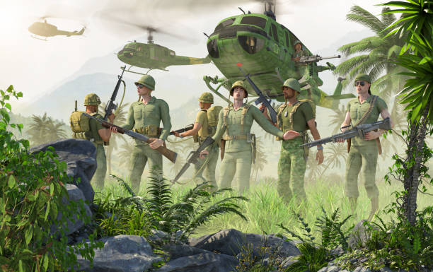 istock American air cavalry getting off their helicopters during the Vietnam war 2185773093
