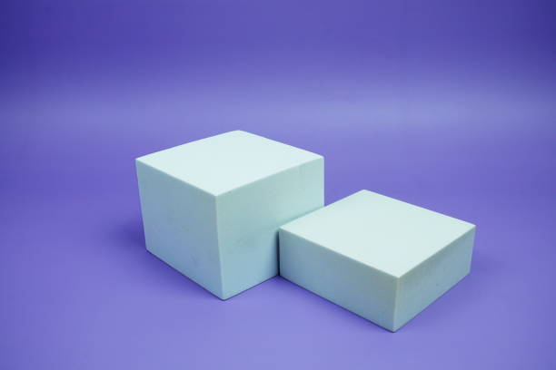 istock White podium mockup product presentation concept on purple geometric background 2185773415