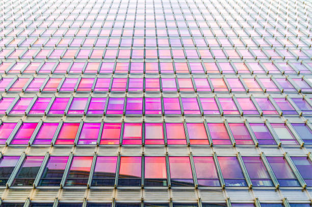 istock Charlemagne building wall modernism architecture style, modern high-rise office building, abstract details of facade glass curtain wall, patterned glass cells, Brussels city, Belgium 2185775588