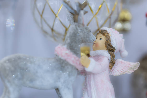 Little angel with deer Christmas decoration for design purpose