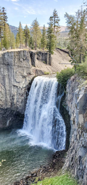 Rainbow waterfall in mammoth lakes California