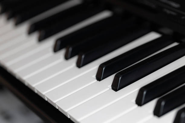 istock Closeup of black and white piano keyboard 2185784033