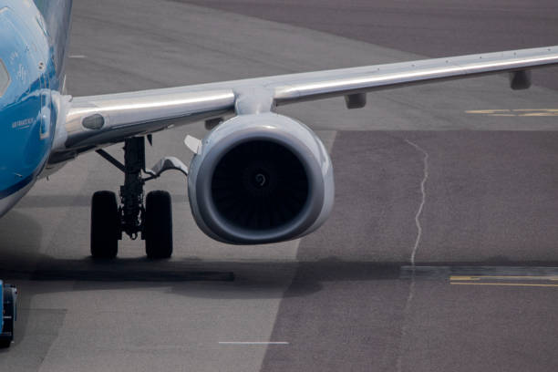 Close Up Motor Of A KLM Plane At Schiphol The Netherlands 29-8-2024