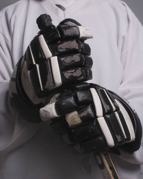 Hockey Player with Gloves and Stick
