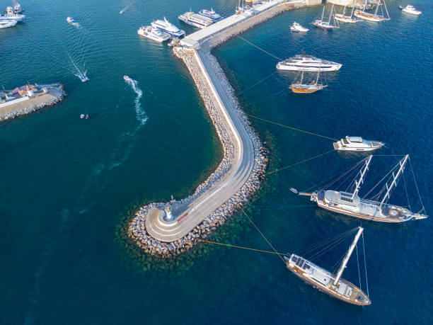istock Aerial view of breakwater and lighthouse 2185790098