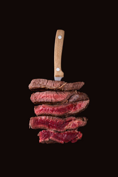 istock Stacked grilled steak on wooden skewer 2185791563