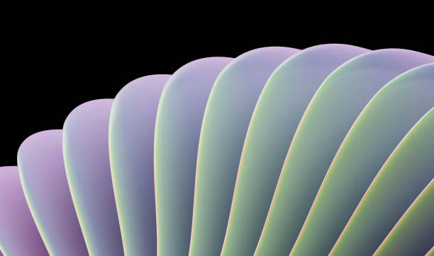istock Modern Digital Art: Elegant Curved Gradient Forms in Pastel Hues Against a Dark Canvas 2185793631