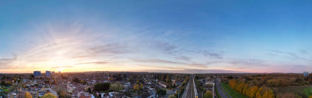 istock Panoramic View of North Luton City During Beautiful Sunset Time 2185796474