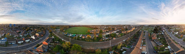istock Panoramic View of North Luton City During Beautiful Sunset Time 2185796515