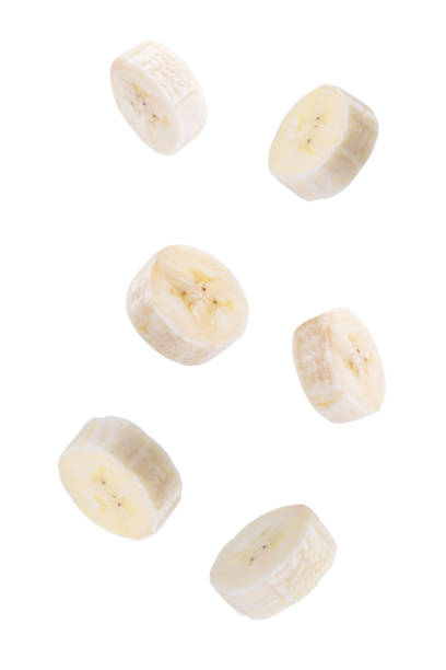 istock Raw fresh banana slices on a white isolated background. 2185803523