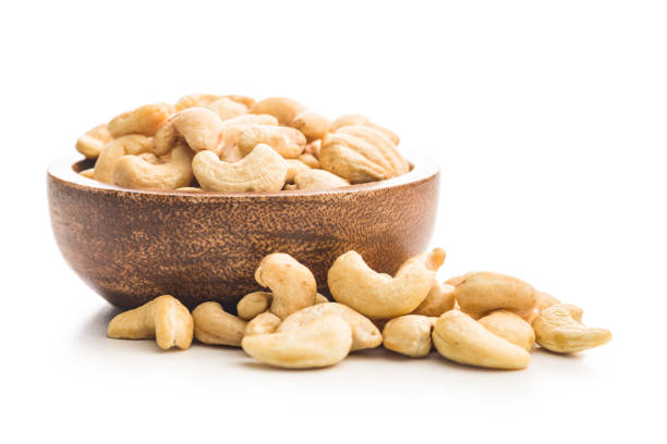 istock Roasted cashew nuts isolated on white background. 2185804215