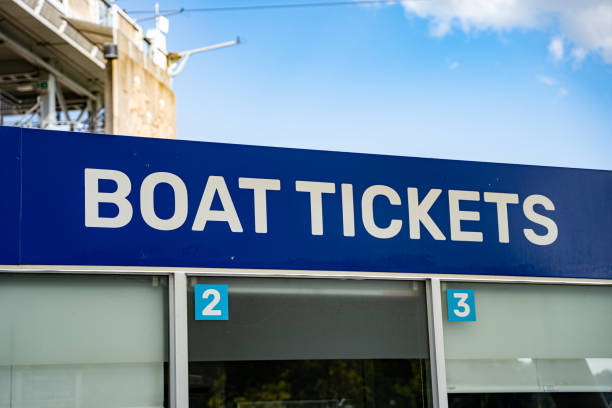 istock Sign of the boat ticket office. 2185804580