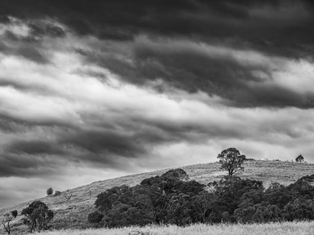 Late afternoon storm clouds rolling over the countryside at Blayney in the Central West of NSW, Australia.