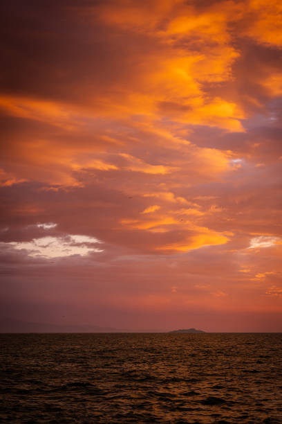 istock Beautiful sunset landscape over by horizon. 2185810705