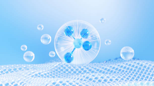 istock Single Glass Bubble Encasing a Molecular Sculpture on a Futuristic Texture. 3D Rendering 2185824095