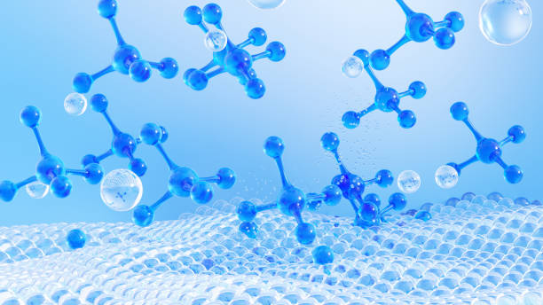 istock Modern Molecular Architecture with Glassy Bubble Texture and Floating Glass Spheres. 3D Rendering 2185824148