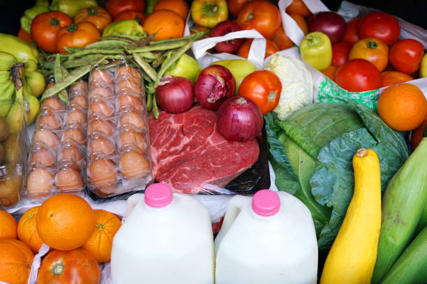 Close up on fresh fruit and vegetables