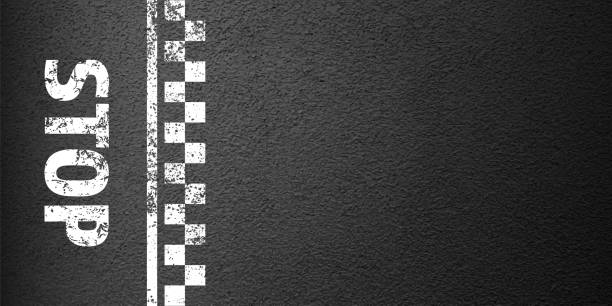 istock Asphalt road with stop lane marking, concrete highway surface, texture. Street traffic line, road dividing strip. Pattern with grainy structure, grunge stone background. Vector illustration 2185836748