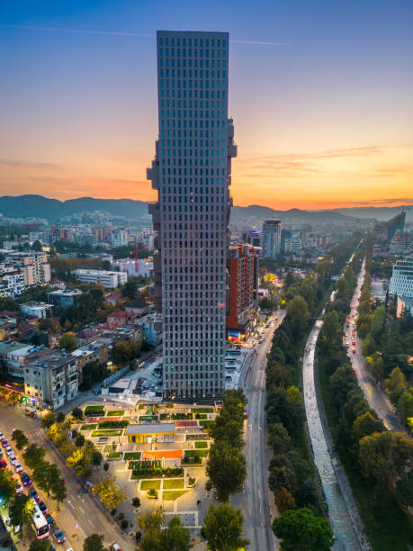 istock Tirana from drone at night 2185841467