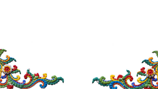 This image captures a colorful and intricate mosaic artwork on a white background. The symmetrical placement of the mosaic designs on the bottom corners creates a decorative and vibrant border, highlighting traditional artistry