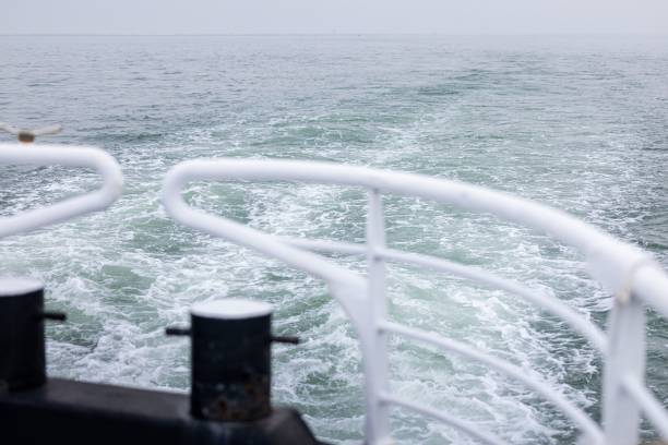 a Scenic view from the front of a boat on the water