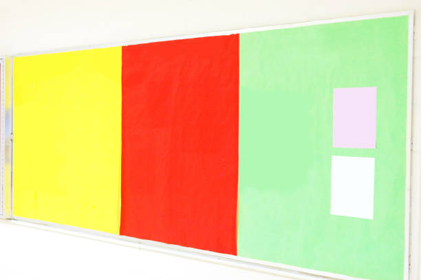 Colorful message board on the wall in the high school