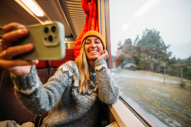 istock Woman Taking a Selfie on a Train Journey 2185849041