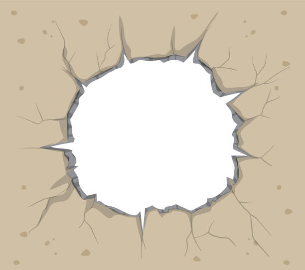 istock Illustration of cracked ground with central hole 2185850622