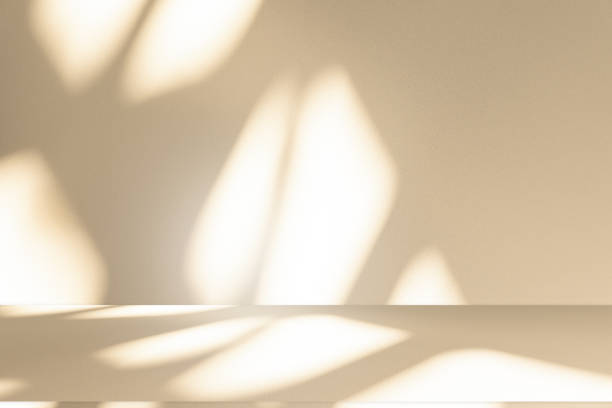 istock Studio style background wall decoration presentation uses white and beige tones. with shadows cast from a nearby window, concept creating a decorative 2185852039