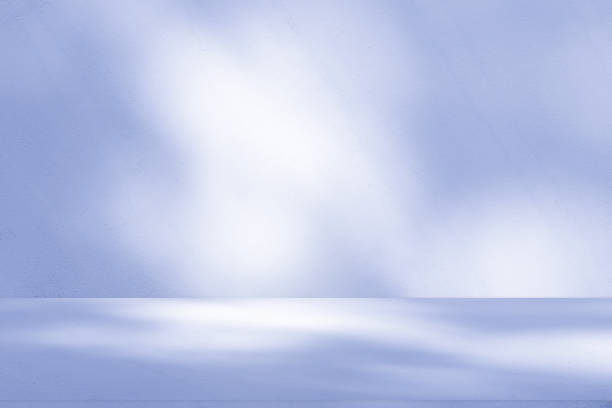 istock Studio style background wall decoration presentation uses white and blue tones. with shadows cast from a nearby window, concept creating a decorative 2185852080
