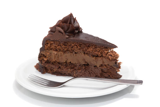 istock Slice of chocolate cake on a plate 2185854185