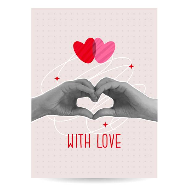 istock Valentine's day greeting card design. February 14 is Valentine's day. Realistic hands. Modern y2k style, abstract shapes and pixel aesthetics. Vector illustration with isolated elements. 2185857605