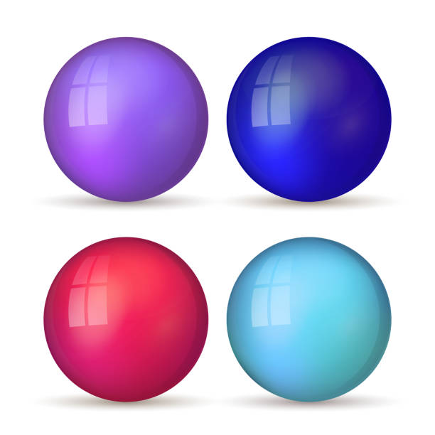 istock Set with glass colorful balls. Glossy realistic ball, 3D abstract vector illustration highlighted on a white background. Big metal bubble with shadow 2185859127