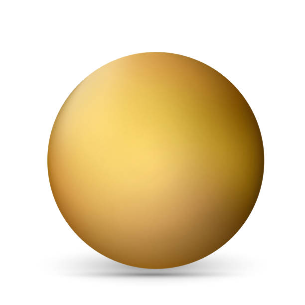 istock Glass golden ball or precious pearl. Glossy realistic ball, 3D abstract vector illustration highlighted on a white background. Big metal bubble with shadow 2185859185