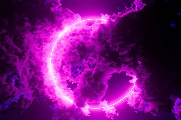 istock A purple cloud with a glowing circle in the middle 2185861707