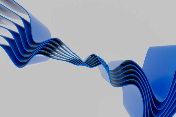 istock A blue wave with black stripes is shown on a white background 2185861741
