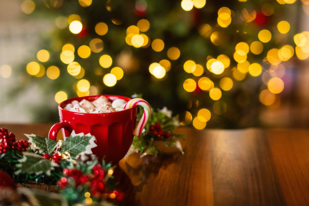 Red mug with hot chocolate