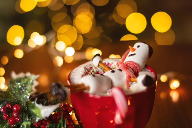 Red mug with hot chocolate
